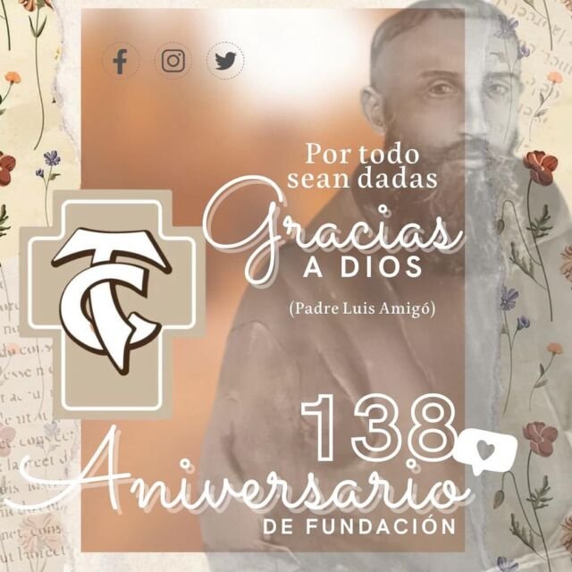El 11de Mayo de 1885 Nació nuestra Congregación de Hermanas Terciarias Capuchinas  de la Sagrada Familia. Fundada por el Padre Luis Amigó y Ferrer, quien movido por la inequívoca fuerza de la compasión se hace portavoz del Espíritu para regalar a la Iglesia un nuevo carisma. 
#terciariascapuchinas https://www.terciariascapuchinas.org/quienes-somos/historia/